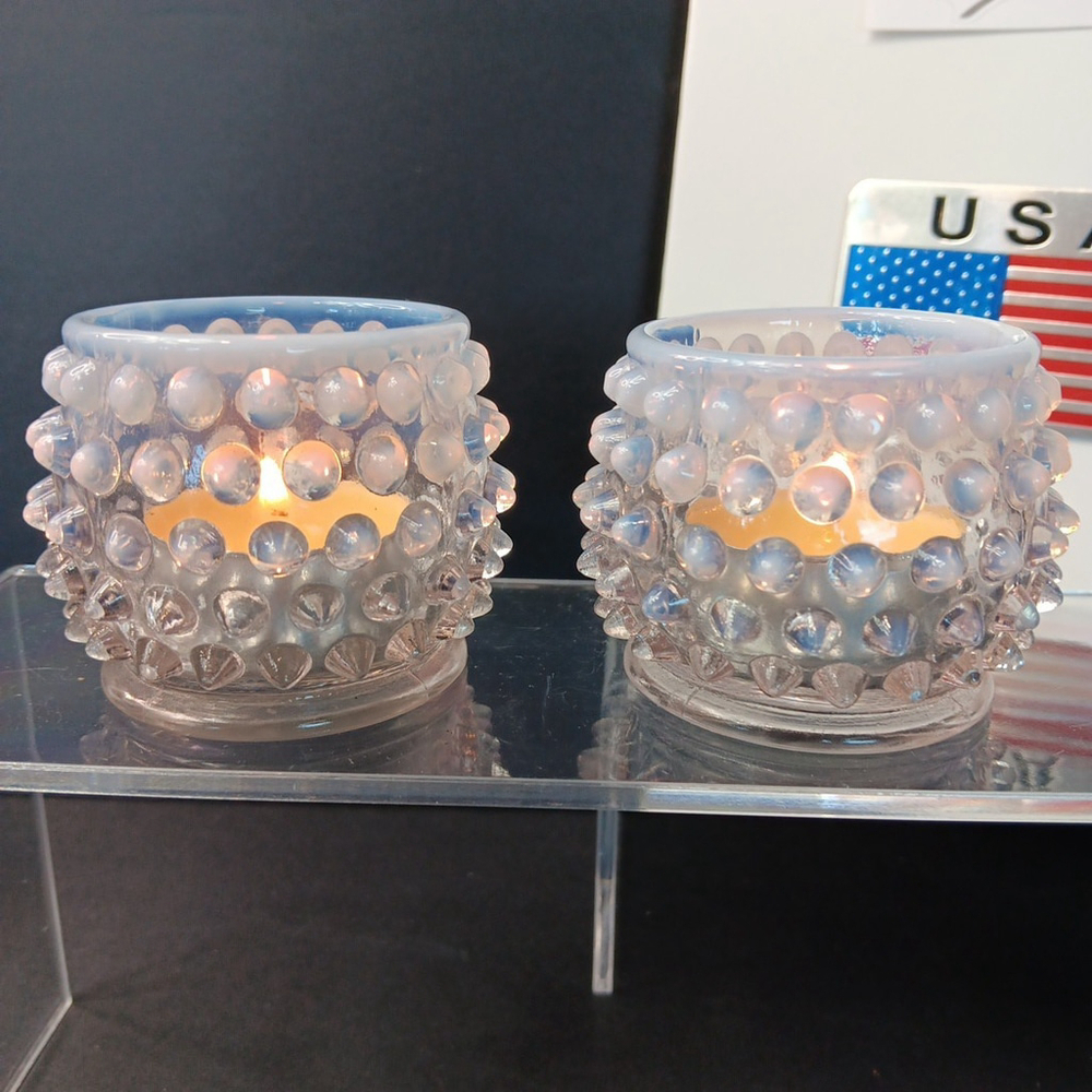 Fenton Candle Holders Pair Gorgeous Tealight Holders Very Good Condition - Picture 9 of 15